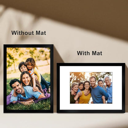 A4 Picture Frame Set of 6, Display Pictures 6x8 with Mat or 8.3x11.7 Without Mat, Document 8.3 x 11.7 Frame, Poster Frames, Black