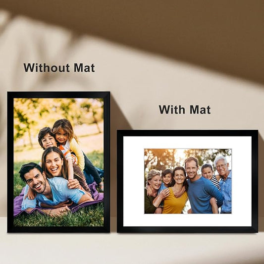 A4 Picture Frame Set of 6, Display Pictures 6x8 with Mat or 8.3x11.7 Without Mat, Document 8.3 x 11.7 Frame, Poster Frames, Black