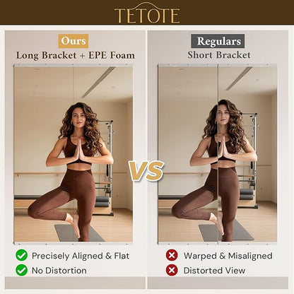 TETOTE Gym Mirrors for Home Gym Wall Large 67" x 24" - 2PCS Workout Exercise Fitness Mirror, Tempered Glass Frameless Full Length Mirror for Garage, Dance Studio, Yoga, Bedroom, Living Room