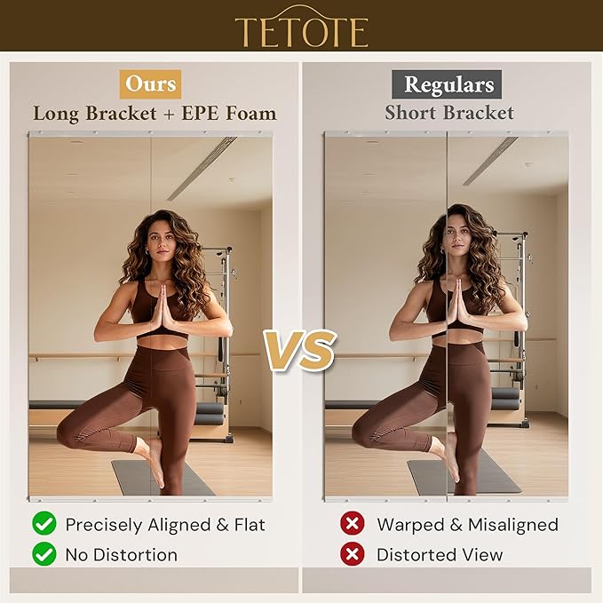 TETOTE Home Gym Mirror for Wall 56" x 16" - 2PCS Large Frameless Tempered Glass Workout Exercise Fitness Mirror for Home Gym, Garage, Dance Studio, Yoga, Bedroom, Living Room