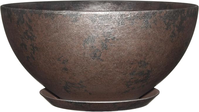 Classic Home and Garden by Growscape Rosie Modern Planter w/Drainage - Contemporary Planter Bowls - Shallow Round Vases for Small Plants - Versatile Indoor & Outdoor Pots (10” Northern Lights)