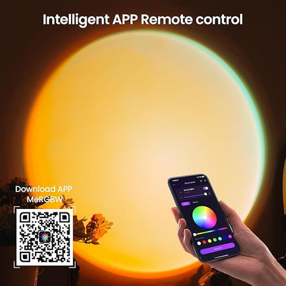 Tsrarey Sunset Lamp Projector with Remote Control, Multiple Colors LED APP Control Sunset Light Three Control Methods Night Light for Room Decor/Christmas Gift/Photography/Party/Bedroom Decor
