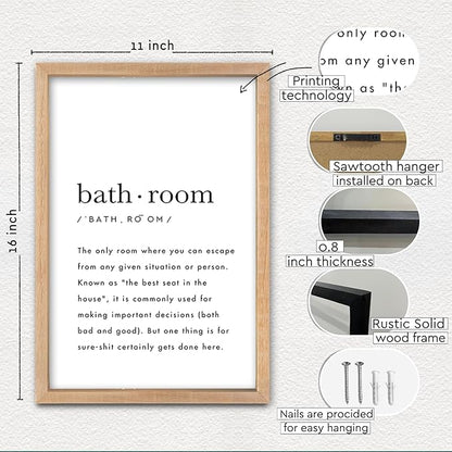 YWMZYKJGS Bathroom Quotes Wall Decor 16"×11" for Toile Restroom Rules Sign Funny black and white Restroom Quotes Modren Bathroom Wall Hanging Art (Wood)