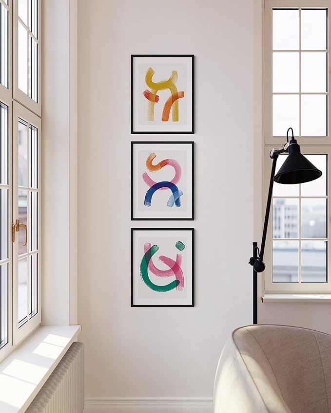 HAUS AND HUES 11"x14" Black Oak Wood Frames Set of 3-11x14 Poster Frame Black, 3 Poster Frame Set of 3, 11x14 Frame 3 Pack, 11 x 14 Frame Art, Certificate Frames
