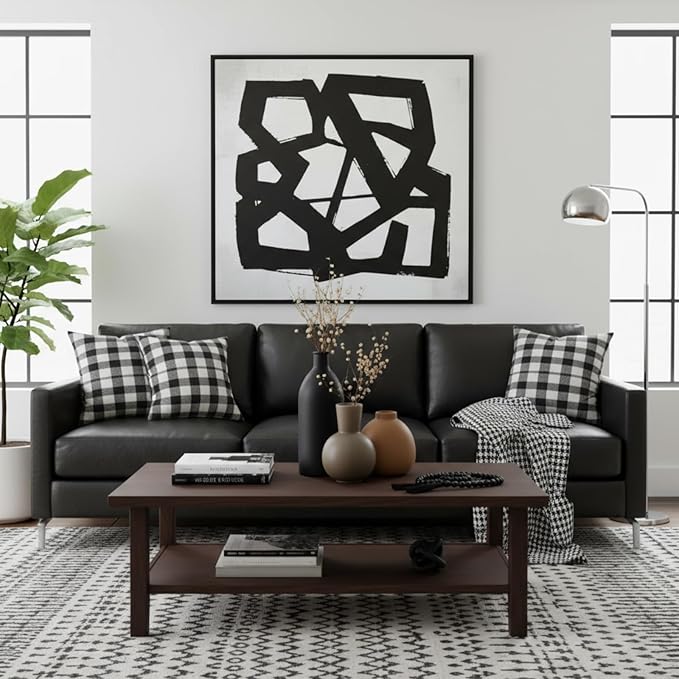 5 Pieces Country Style Ceramic Vase Set Table Centerpieces for Living Room 3 Pcs Bohemian Style Ceramic Vases with Wood Knot Chain Rings, Wooden Bead Garland Tassel Table Decor(Black)