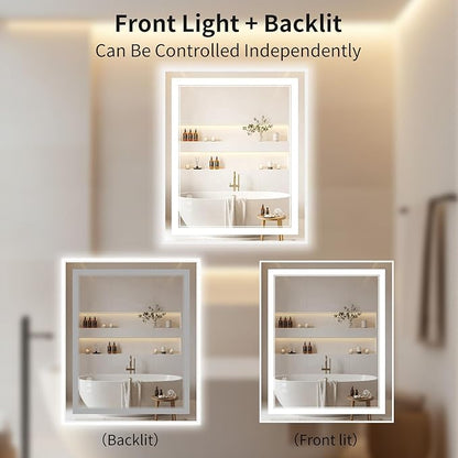 30"x36" LED Bathroom Mirror with Lights, Front & Backlit, Anti-Fog, Dimmable, 3 Color Temperature, CRI 90+, LED Mirror for Bathroom with Premium Full Aluminum Frame, Touch Control with Memory