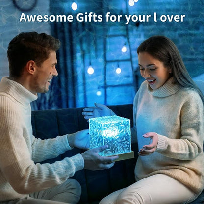 Ocean Wave Projector Light, Luminorth Cube 16-Color Dynamic Water Ripple Mood Light with Northern Aurora Projection for Ceiling, Dimmable Ambient Night Light, Romantic Bedroom Decor and for Teens