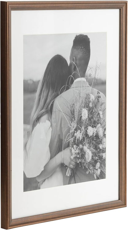 Kate and Laurel Adlynn Rectangle Picture Frame Set of 3; 14 x 18 matted to 11 x 14; Bronze; Vintage Three-Piece Frame Set for Gallery Wall Frame Set in Living Room Wall Decor