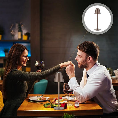 Timjorman Modern LED Cordless Table Lamp, 4000mAh Rechargeable Battery, 3 Level Brightness Night Light, Metal Shell, Minimalist Design, for Couples Dinner/Coffee Table/Restaurant/Bedroom, Khaki