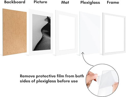 Americanflat 17x23 Picture Frame with Polished Plexiglass - Set of 5 - Use as 13x19 Frame with Mat or Display 17x23 Photo Without Mat - Galleria Collection - Picture Frames for Wall Display - White
