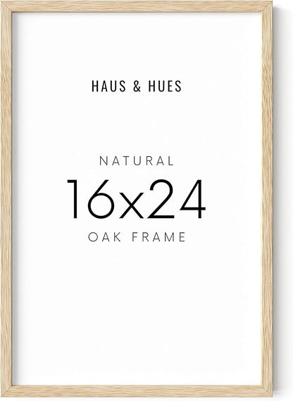 HAUS AND HUES Beige Oak Wood 16x24 Picture Frame - Modern Wood Wall Art Display - Lightweight 16x24 Frame for Art Prints, Photos, Posters - Ready-to-Hang Vertically & Horizontally (Set of 1)
