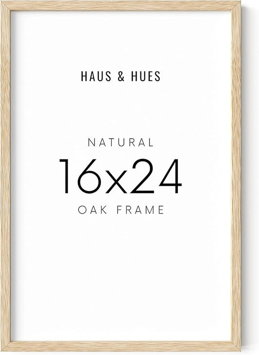 HAUS AND HUES Beige Oak Wood 16x24 Picture Frame - Modern Wood Wall Art Display - Lightweight 16x24 Frame for Art Prints, Photos, Posters - Ready-to-Hang Vertically & Horizontally (Set of 1)