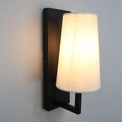 Farmhouse Black Wall Sconces Set of Two Modern 1-Light Hardwired Matte Black Wall Lamp with Fabric Shade Sconces Wall Lighting for Bedroom Hallway Living Room