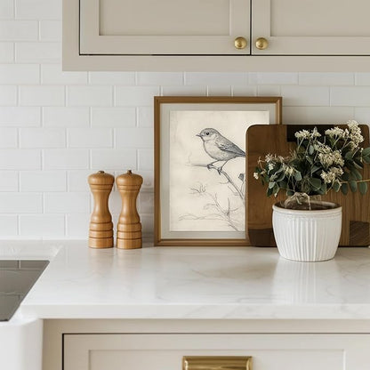 uniro Vintage Bird Sketch Wall Art Prints Farmhouse Decor Sparrow on a Branch Sketch Canvas Oil Painting Antique Bird Neutral Vintage Artwork Pictures for Bedroom Living Room Decor (8" x 10"-UNFRAMED)