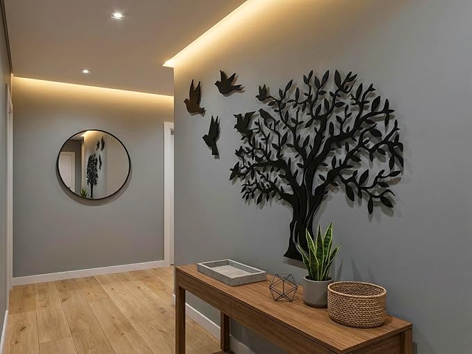 Vailla Tree of Life Wall Art Decor Set of 3 Wall Hanging Sculpture Modern Wall Home Decoration 3D Textured Sculptures for Living Room Bedroom Office Dinnig Room 3 Panels Family Tree Wall Hangings