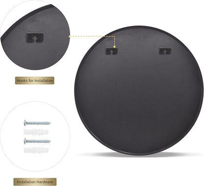 VooBang Round Mirror 36" Black Wall Mounted Circle Mirrors Vanity Mirror with Aluminum Alloy Frame Modern Decoration for Bathroom, Living Room, Vanity, Bedroom, Entryway