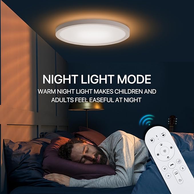 4Pack Dimmable LED Flush Mount Ceiling Light Fixture with Remote Control, 24W 2400LM, 12Inch, 2000K Warm Night Light & 3000K-6500K, Modern Super Slim Ceiling Lamp for Bedroom Kitchen, White