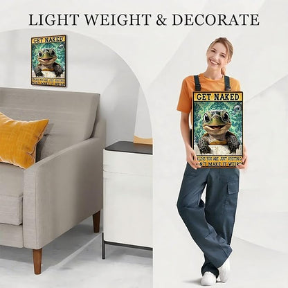 Funny Turtle Bathroom Vintage Tin Sign Turtle Metal Sign Beach Bathroom Wall Decor 12X16Inch