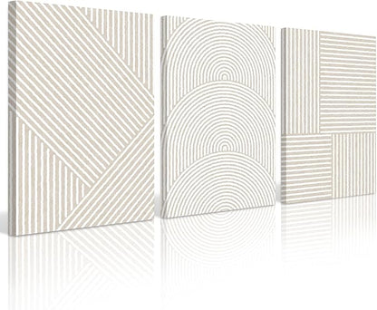 Beige Abstract Wall Art Pictures Boho Modern Canvas Wall Decor Neutral Line Wall Art Minimalist Art Abstract Beige Prints Painting Modern Artwork for Living Room Bedroom 16x24x3 Inch Ready to Hang