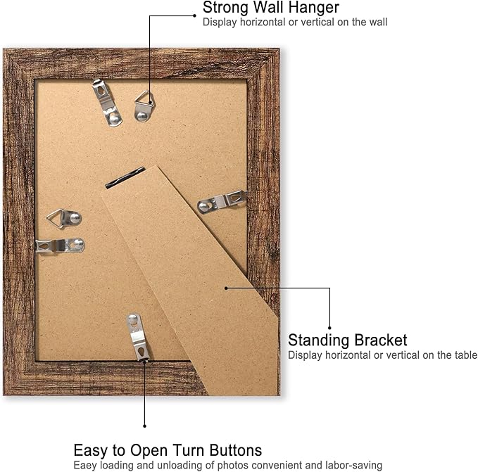 iRahmen 6x8 Picture Frame with Mat 4x6 - High Definition Real Glass Wooden Photo Frames for Tabletop Display and Wall Mounting (Brown, Set of 2)