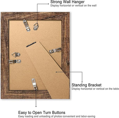 iRahmen 6x8 Picture Frame with Mat 4x6 - High Definition Real Glass Wooden Photo Frames for Tabletop Display and Wall Mounting (Brown, Set of 2)