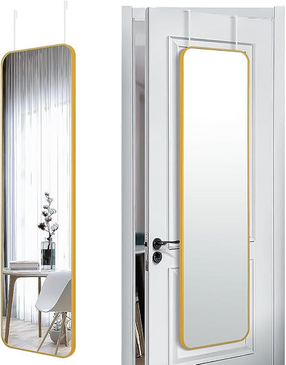 SCWF-GZ 47x14 Mirror Rectangle Full Body Length Door Hanging Wall Mounted Aluminum Alloy Metal Frame Dressing Make-up Mirrors for Entryway Bedroom Bathroom Living Room 47 14 inch Gold
