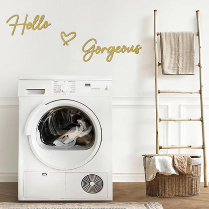 Hello Gorgeous Metal Wall Art Decor Gold Modern Hello Gorgeous Signs Farmhouse Metal Wall Art Hanging Decoration for Bathroom Living Room Bedroom Office Hotel Home Wall Decoration (Gold)