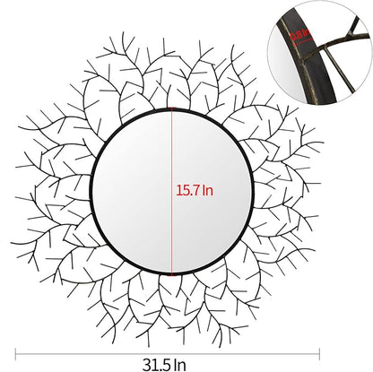 POZINO Round Wall Mirror, 30 Inch Circle Mirrors for Wall Decor, Black Metal Framed Accent Mirrors for Living Room Bedroom Entryway