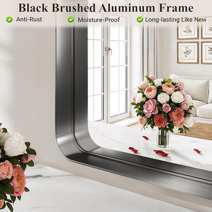 Arched Bathroom Mirror, 24"x36" Black Mirror for Wall Mounted Vanity Mirror for Over Sink with Tempered Glass, Aluminum Alloy Deep Frame, Farmhouse for Bedroom, Entryway, Living Room