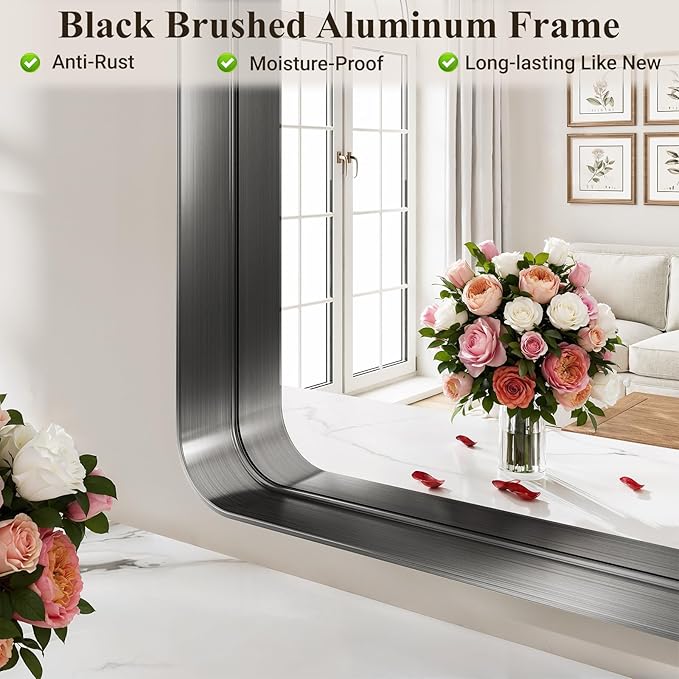 Arched Bathroom Mirror, 20"x30" Black Mirror for Wall Mounted Vanity Mirror for Over Sink with Tempered Glass, Aluminum Alloy Deep Frame, Farmhouse for Bedroom, Entryway, Living Room
