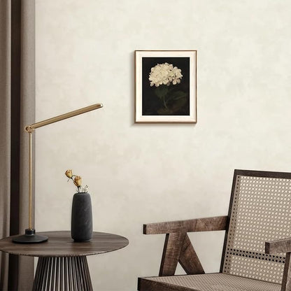 Framed Flower Wall Art, Vintage White Hydrangea Still Life Floral Art Prints, Moody Vintage Canvas Oil Painting, Antique Botanical Floral Wall Decor Pictures for Bedroom, Kitchen, Shelf, Bathroom Wall Decor - 10x12Inch