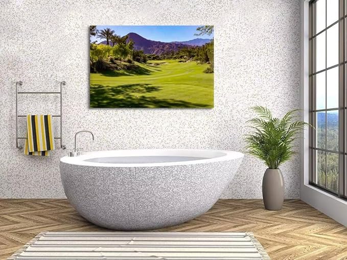 Beautiful Fairway At Indian Wells Golf Course Wall Art for Living Room Bedroom Bathroom Home Decorations Golf Course Canvas Prints Picture Poster Modern Artwork Framed Ready to Hang(18''H x 24''W)