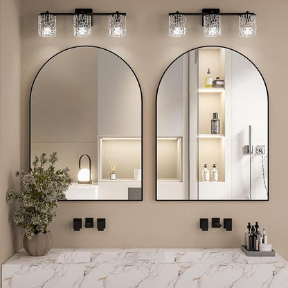 Arched Wall Mirror for Bathroom, 30"x40" Arched Mirror Wall Mounted Mirror with Metal Frame, Black Vanity Mirror Decor for Mantle, Bedroom, Entryway, Living Room
