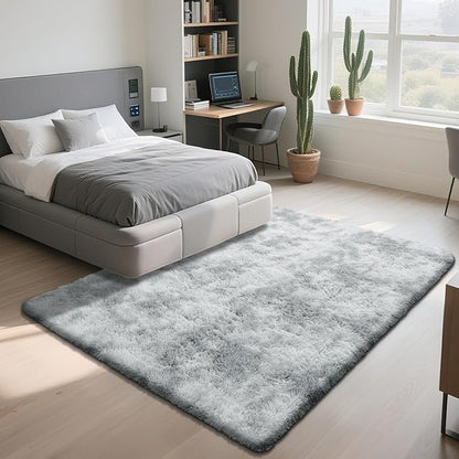 yongyangjuxin Fluffy Rug Shag Area Rug, Mottling Grey 9x12 Area Rugs for Living Room, Large Shag Area Rugs for Bedroom Kids Room Home Decor, Upgrade Anti-Skid Rectangular Fuzzy Rugs