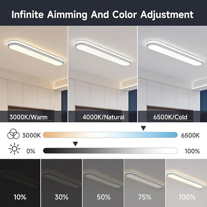 Smart LED Flush Mount Ceiling Light,28.3 Inch 45W Dimmable Modern Linear Metal Wraparound Lamp with Remote Control,Bright Energy Efficient Lighting Fixture for Kitchen Dining Room