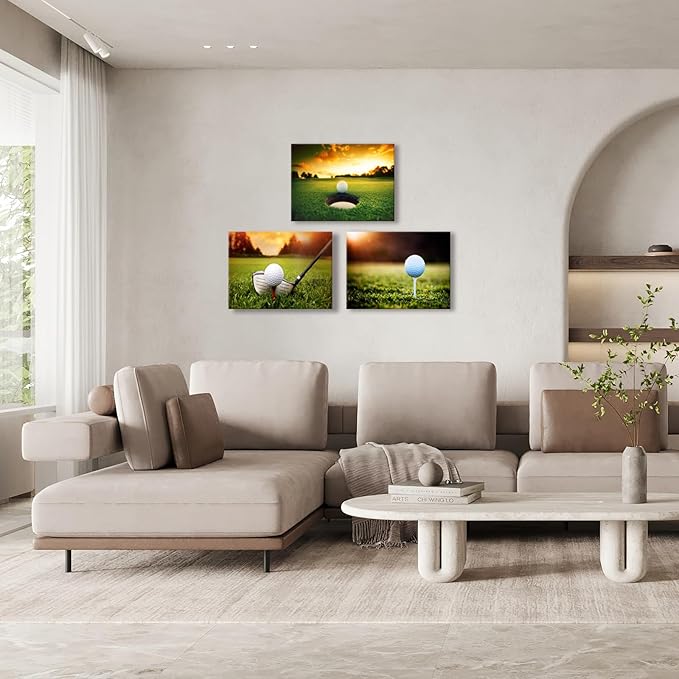 Golf Wall Art Prints, Canvas Framed Golf Posters, Sports Room Decor For Men Kids Teenagers, Golf Poster Set For Bedroom Man Cave, Golf Wall Decor, Golf Boys Bedroom Decor
