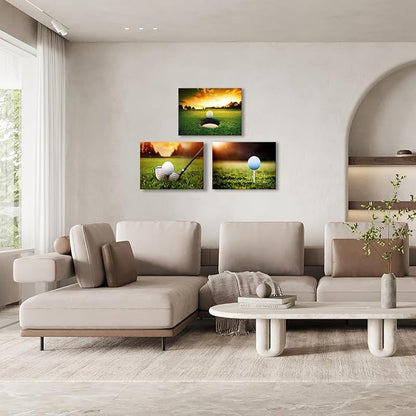 Golf Wall Art Prints, Canvas Framed Golf Posters, Sports Room Decor For Men Kids Teenagers, Golf Poster Set For Bedroom Man Cave, Golf Wall Decor, Golf Boys Bedroom Decor