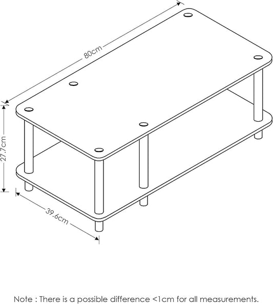 Furinno JUST TV Stand, 2-Tier No Tools Mid Entertainment Center with Open Shelf, TV Console for TV up to 46 Inch with Tubes, for Living Room, Bedroom, Dark Cherry