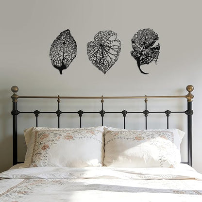 Slickss Metal Leaf Wall Decor, 3 Piece Wall Art with Fall Leaves Design - Fall Wall Decor for Living Room, Bedroom, Hallway, 3D Shadow Effect Set