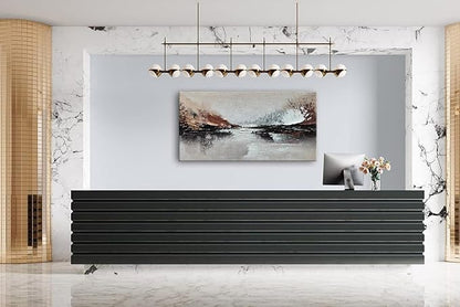 Slyart Hand Painted Abstract Landscape Texture Wall Art, 3D Modern Oil Painting on Canvas, 24"x48" Large Abstract Paintings for Living Room