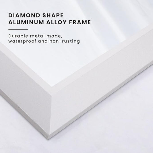 Amorho Bathroom Mirror, 72 X36 Inch White Thick Metal Framed Wall Mirrors for Over 2 Sinks, Bedroom, Living Room, Entryway, Large Rectangle Wall-Mounted Mirrors.