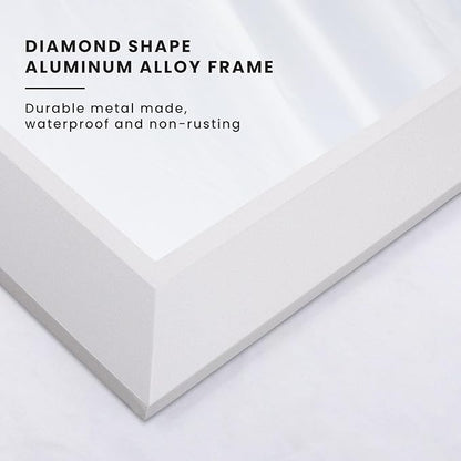 Amorho Bathroom Mirror, 48x40 Inch White Framed Bathroom Mirrors for Over Sink, Wall-Mounted Mirrors for Bedroom, Living Room, Entryway(Horizontal/Vertical).