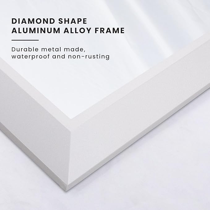 Amorho Bathroom Mirror, 28x32 Inch White Framed Bathroom Mirrors for Over Sink, Wall-Mounted Mirrors for Bedroom, Living Room, Entryway(Horizontal/Vertical).