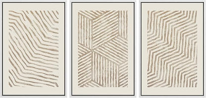 SIGNLEADER Framed Canvas Print Wall Art Set 3D Geometric Pattern Wave Collage Abstract Shapes Illustrations Modern Art Decorative Contemporary for Living Room, Bedroom, Office - 24"x36"x3 WHITE