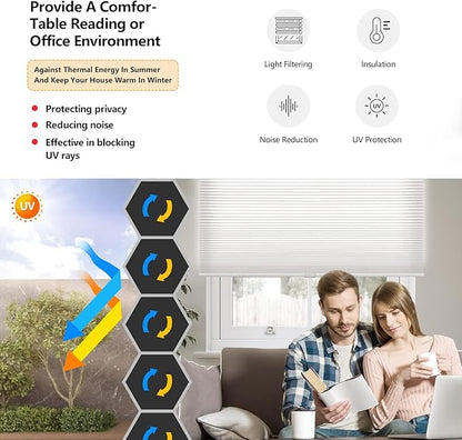 LazBlinds Cordless Cellular Shades, Light Filtering Honeycomb Shades for Home, Thermal Insulation Noise Reduction Blinds for Windows, 35'' W x 48'' H, Cream