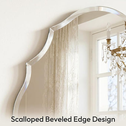 Frameless Wall Mirror 28x22 Inch, Decorative Scalloped Vanity Mirror with Beveled Edge for Bathroom, Entryway & Bedroom