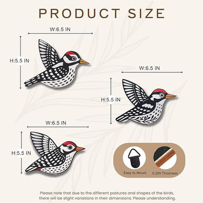 ARTINRENAISS Wooden Flying Birds Wall Decor, Scandinavian Rustic Wall Art Set Housewarming Gifts, 6 Pack Boho Birds Hanging Sign for Living Room, Bedroom, Kitchen