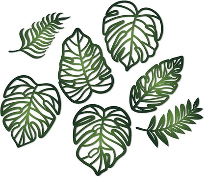 Namalu 7 Pcs Tropical Wall Decor Jungle Monstera Wall Art Boho Palm Leaf Wooden Decoration Tropical Nursery Decor Vintage Natural Monstera Leaf Plaque for Farmhouse Kitchen Bedroom Garden(Green)