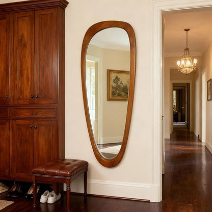 BOMINICA Full Length Irregular Wall Mirror, 60" x 22" Wooden Full Body Mirror Wall Mounted, Large Decorative Floor Mirror for Living Room, Bedroom, Entryway, Farmhouse, Home Decor