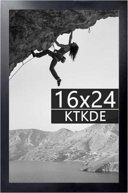 KTKDE 16x24 Picture Frame Wooden Black,Poster Frames with Polished Plexiglass, Wall Hanging Large Studio Gallery Photo Frames Decorating for Minimalist Style Suitable,Any style Best gift